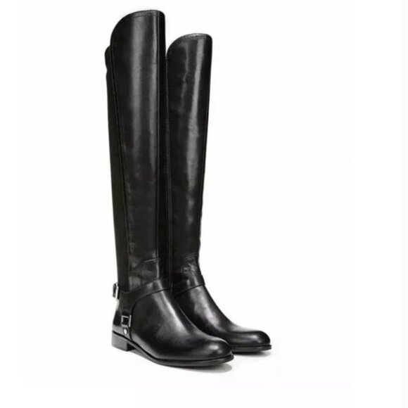 FRANCO SARTO Mast Black Leather Riding Boots Over The Knee Stretch - Picture 1 of 9